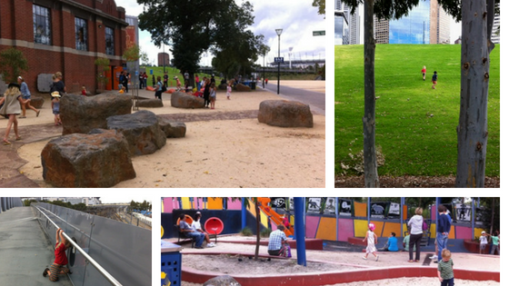Our Flinders Street to Jolimont walk features some great play spaces.
